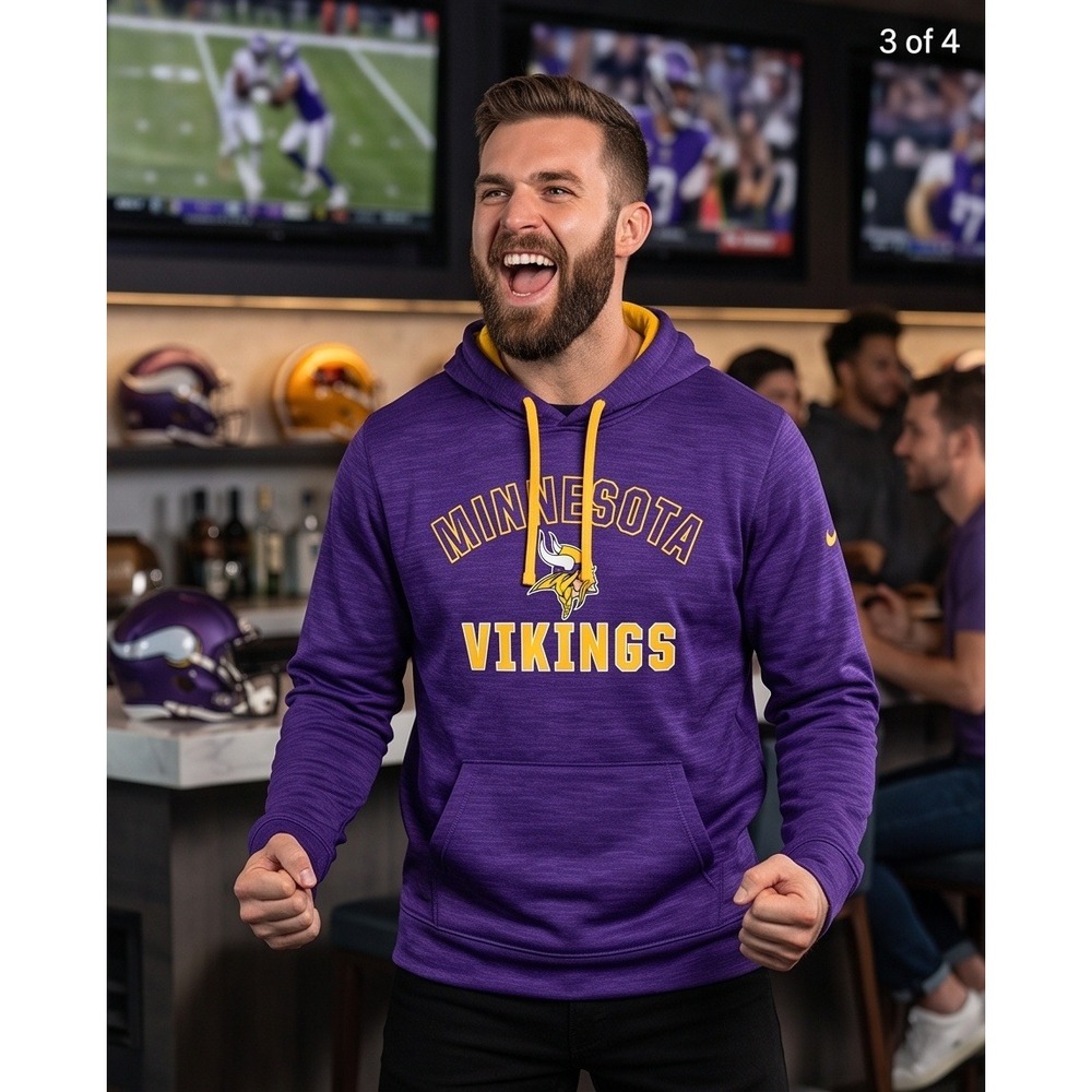 NFL Team Apparel L Minnesota Vikings Purple TX3 Warm Hoodie Mens Large NWT
